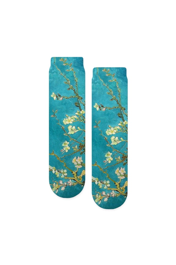 - Vincent Van Gogh Blossoming Almond Tree - Unisex Novelty Printed Crew Adult Socks
