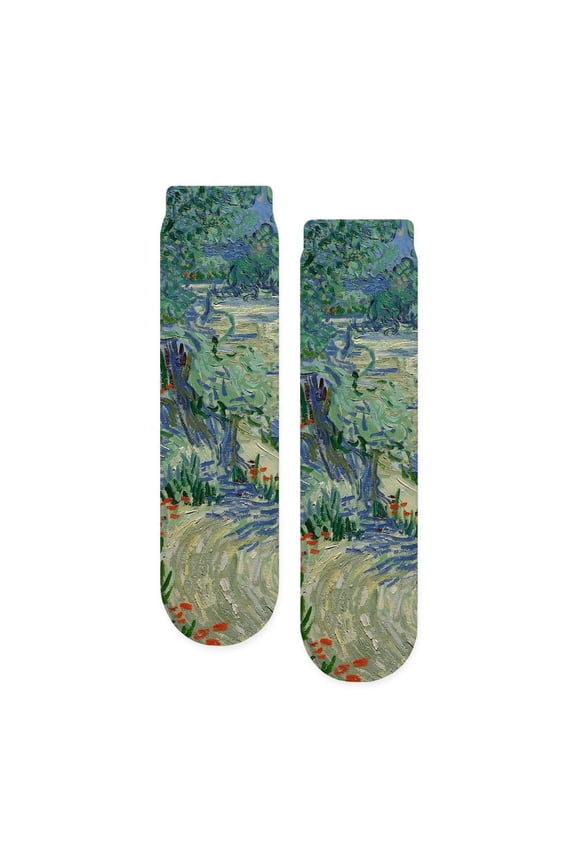 - Vincent Van Gogh Olive Orchard - Unisex Novelty Printed Crew Adult Socks