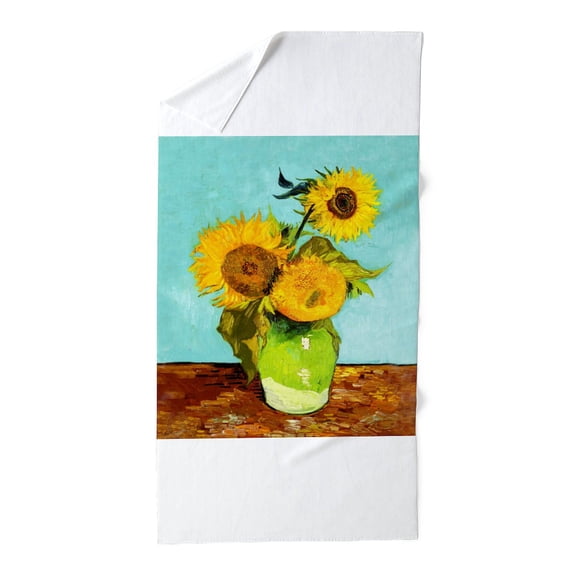 CafePress - Vincent Van Gogh Three Sunflowers In A - Large Beach Towel, Soft 30"x60" Towel with Unique Design