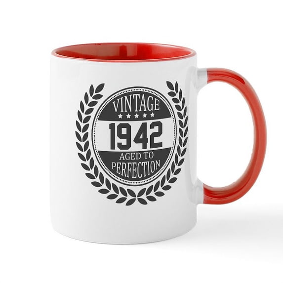 CafePress - Vintage 1942 Aged To Perfection Mugs - 11 oz Ceramic Mug - Novelty Coffee Tea Cup