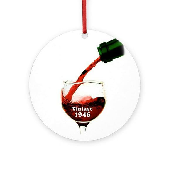 CafePress - Vintage 1946 Wine 70Th - Round Wood Ornament 4"
