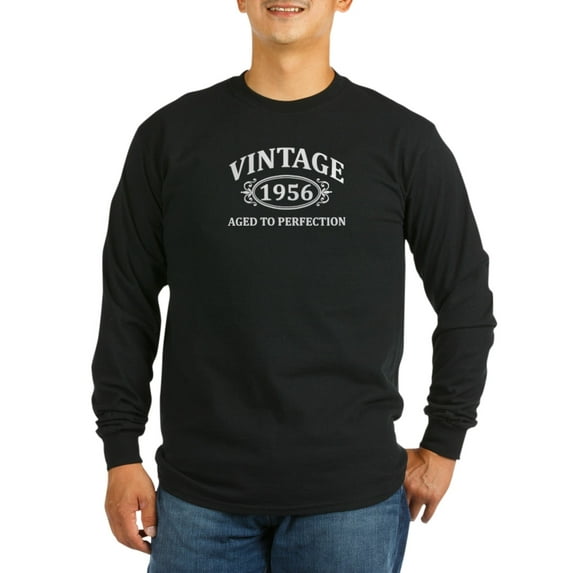 CafePress - Vintage 1956 Aged To Perfection Long Sleeve T-Shir - Long Sleeve Dark T-Shirt