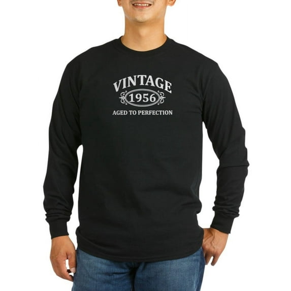 CafePress - Vintage 1956 Aged To Perfection Long Sleeve T-Shir - Long Sleeve Dark T-Shirt