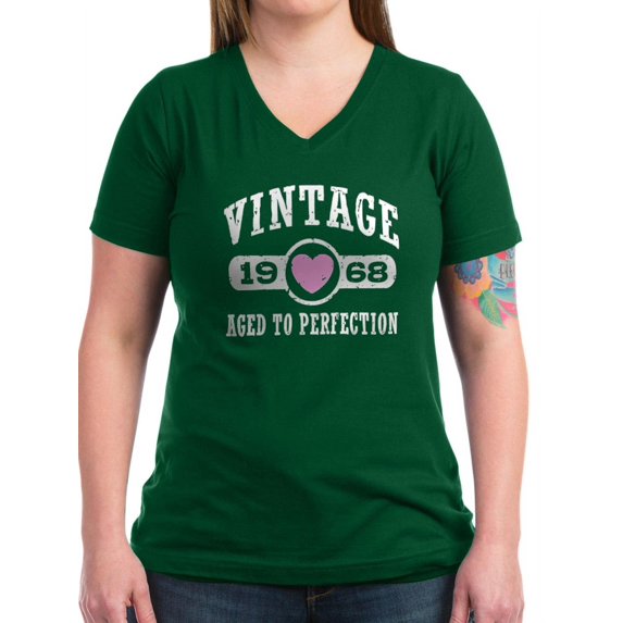 CafePress - Vintage 1968 Women's V Neck Dark T Shirt - Women's V-Neck Dark T-Shirt