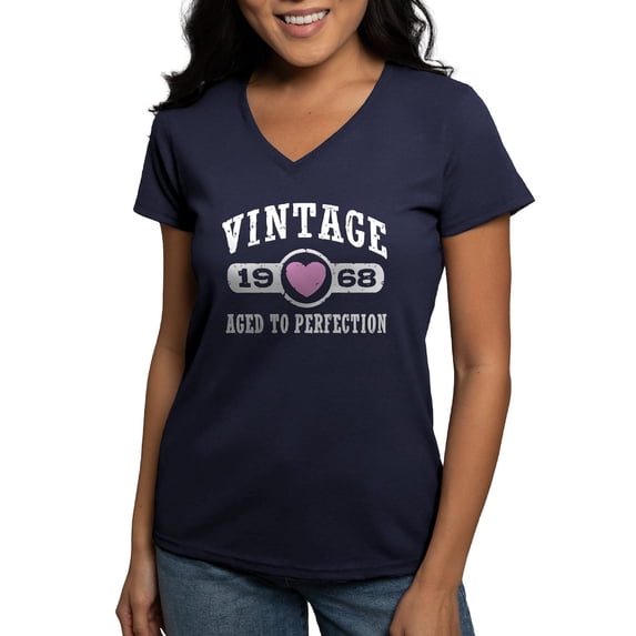 CafePress - Vintage 1968 Women's V Neck Dark T Shirt - Women's V-Neck Dark T-Shirt