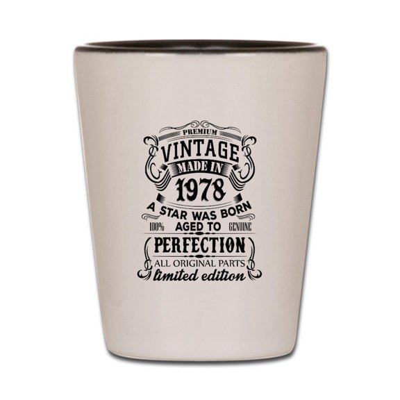 CafePress - Vintage 1978 - White/Black Shot Glass, Unique and Funny Shot Glass
