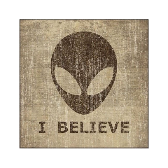 CafePress - Vintage Alien (I Believe) Square Sticker 3 X 3 - Square Sticker 3" x 3"