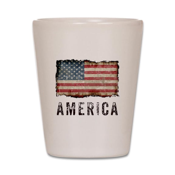 CafePress - Vintage America - White Shot Glass, Unique and Funny Shot Glass