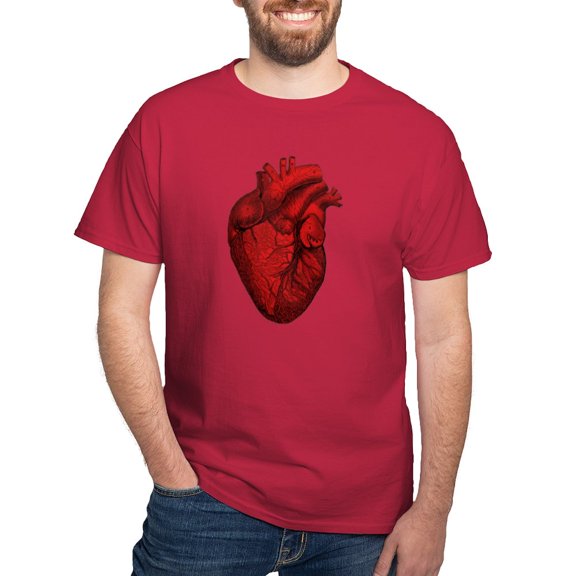 CafePress - Vintage Anatomical Human Heart Dark T Shirt - Men's Classic Graphic Cotton T-Shirt