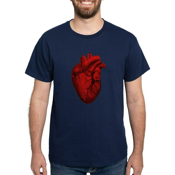 CafePress - Vintage Anatomical Human Heart Dark T Shirt - Men's Classic Graphic Cotton T-Shirt