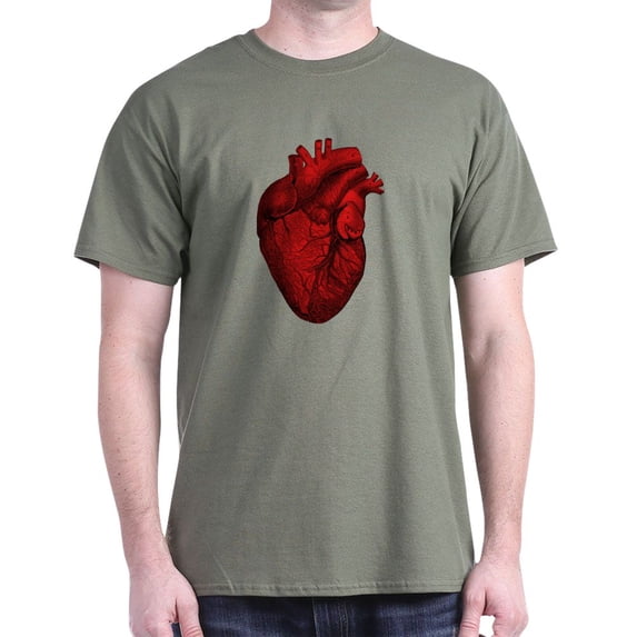 CafePress - Vintage Anatomical Human Heart Dark T Shirt - Men's Classic Graphic Cotton T-Shirt