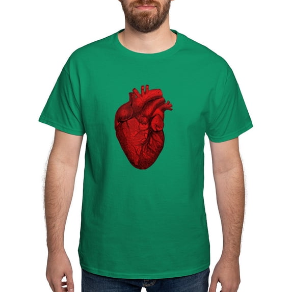 CafePress - Vintage Anatomical Human Heart Dark T Shirt - Men's Classic Graphic Cotton T-Shirt