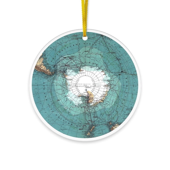 CafePress - Vintage Antarctica Map - Acrylic Circle Christmas Ornament
