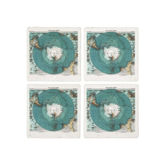 CafePress - Vintage Antarctica Map - Tile Coaster, Drink Coaster Set of 4