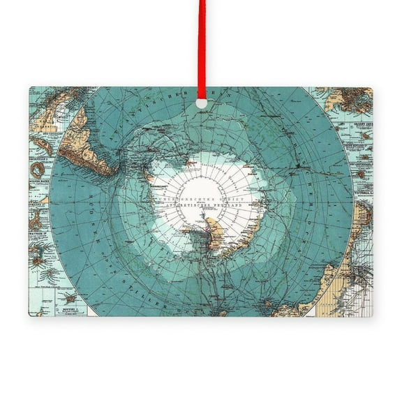 CafePress - Vintage Antarctica Map - Wood Rectangle Ornament 6"x4"