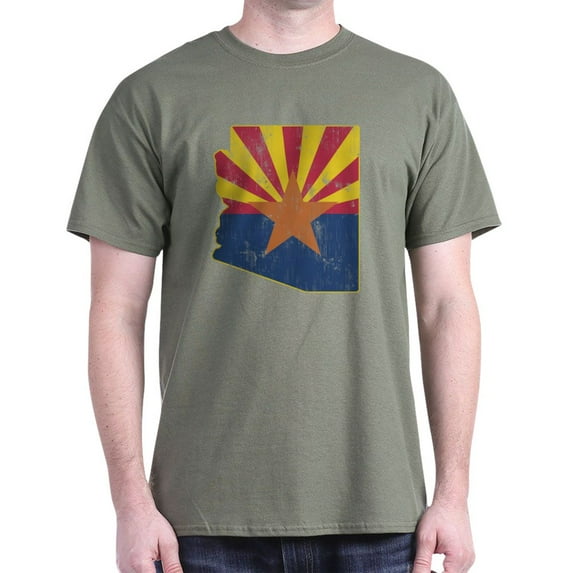 CafePress - Vintage Arizona State Outline Flag Dark T Shirt - Men's Classic Graphic Cotton T-Shirt