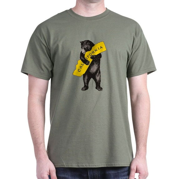 CafePress - Vintage California Bear Hug Illustration T Shirt - Men's Classic Graphic Cotton T-Shirt