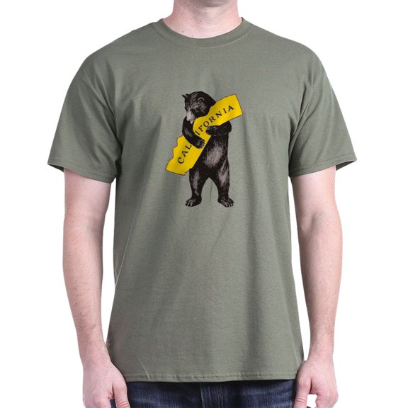 CafePress - Vintage California Bear Hug Illustration T Shirt - Men's Classic Graphic Cotton T-Shirt