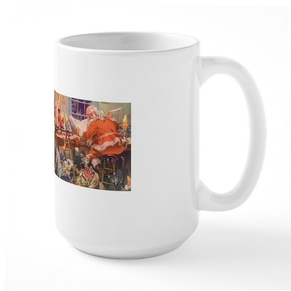 CafePress - Vintage Christmas Santa Claus Mugs - 15 oz Ceramic Large White Novelty Mug