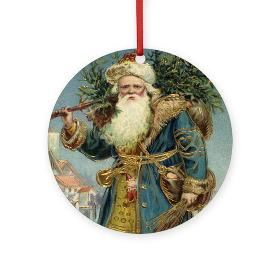 CafePress - Vintage Christmas Santa Claus -  Round Wood Ornament 4"