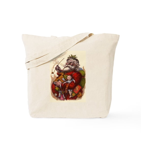 CafePress - Vintage Christmas Santa Claus Tote Bag - Unisex Canvas Tote Bag, Beige, 1-Piece