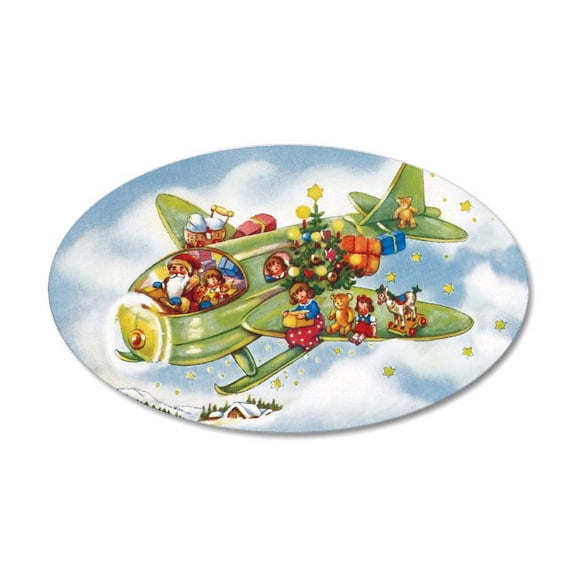 CafePress - Vintage Christmas, Santa Fly - 35x21 Oval Wall Decal