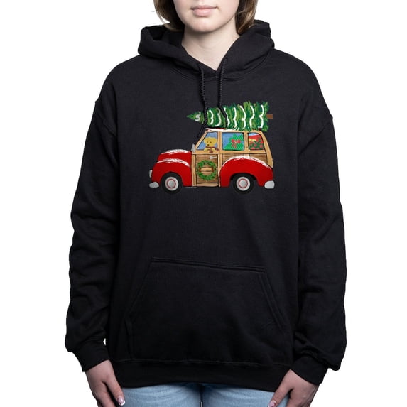 CafePress - Vintage Christmas Woody Wagon Women's Hooded Sweat - Pullover Hoodie, Classic & Comfortable Hooded Sweatshirt