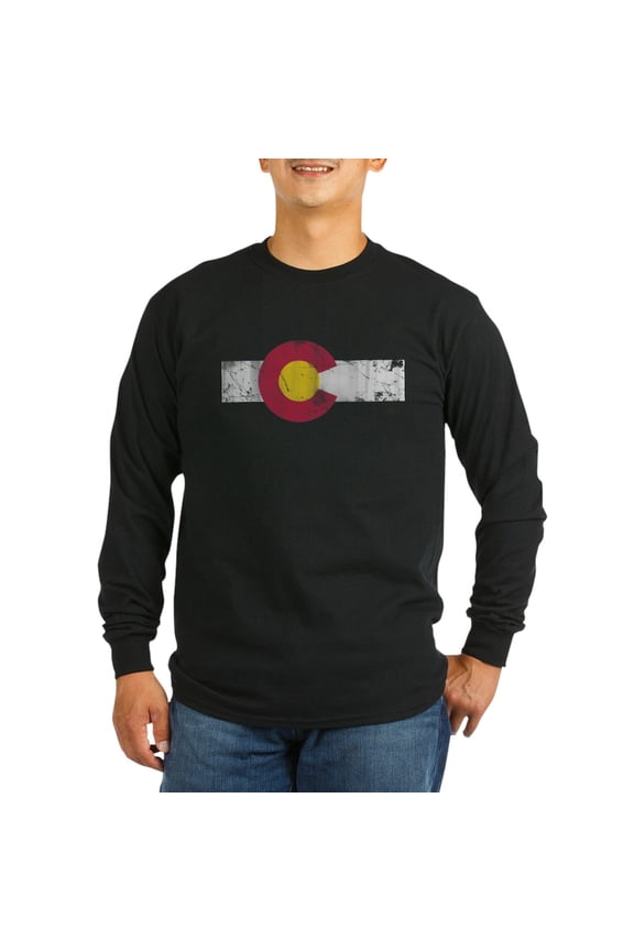 - Vintage Colorado State Flag Fade Long Sleeve T Shi - Long Sleeve Dark T-Shirt