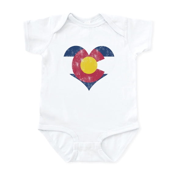 CafePress - Vintage Colorado State Flag Heart Body Suit - Baby Light Bodysuit, Size Newborn - 24 Months
