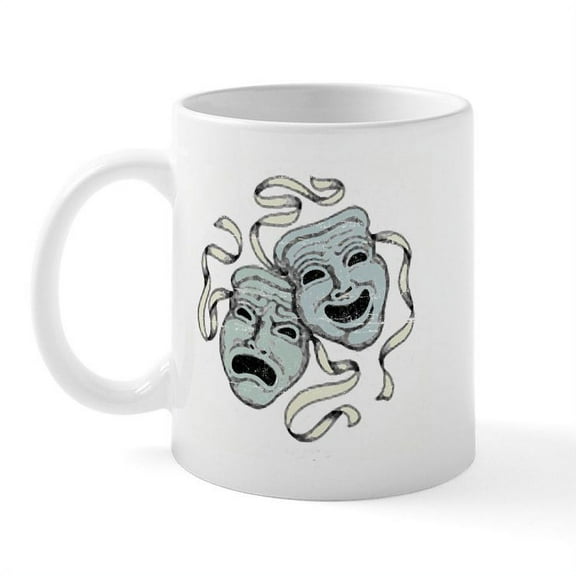 CafePress - Vintage Comedy Tragedy Mask Mug - 11 oz Ceramic Mug - Novelty Coffee Tea Cup