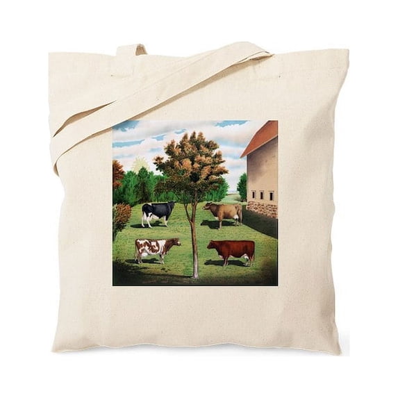 CafePress - Vintage Cow Art Tote Bag - Unisex Canvas Tote Bag, Beige, 1-Piece