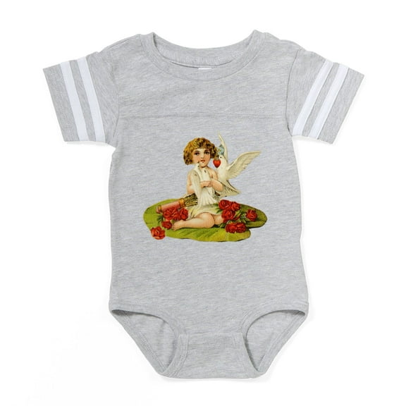 CafePress - Vintage Cupid On Lily Pad - Cute Infant Baby Football Bodysuit