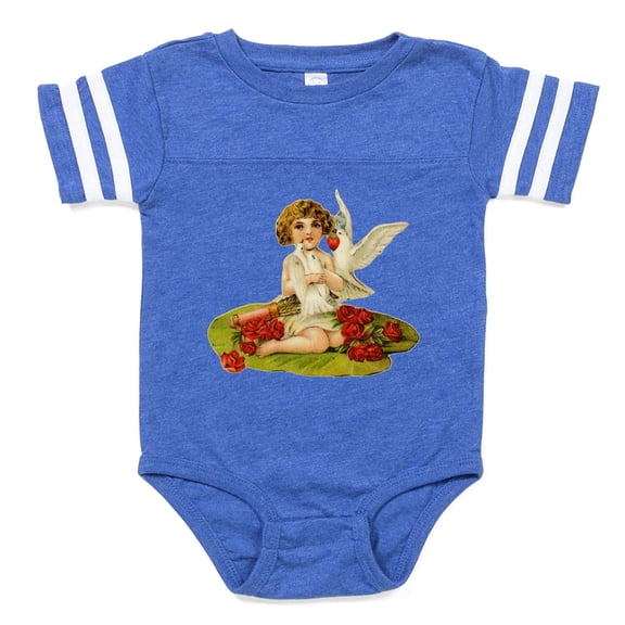 CafePress - Vintage Cupid On Lily Pad - Cute Infant Baby Football Bodysuit