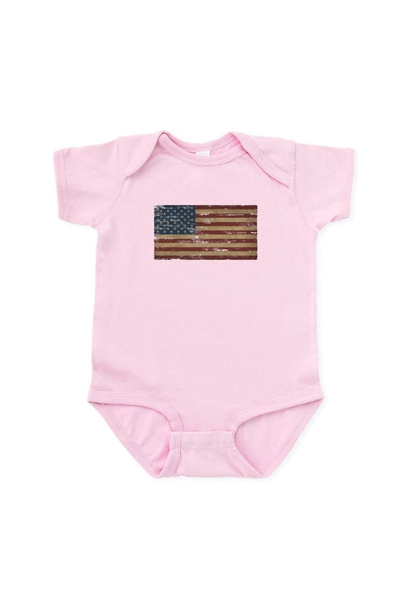 - Vintage Distressed American Flag Body Suit - Baby Light Bodysuit, Size Newborn - 24 Months