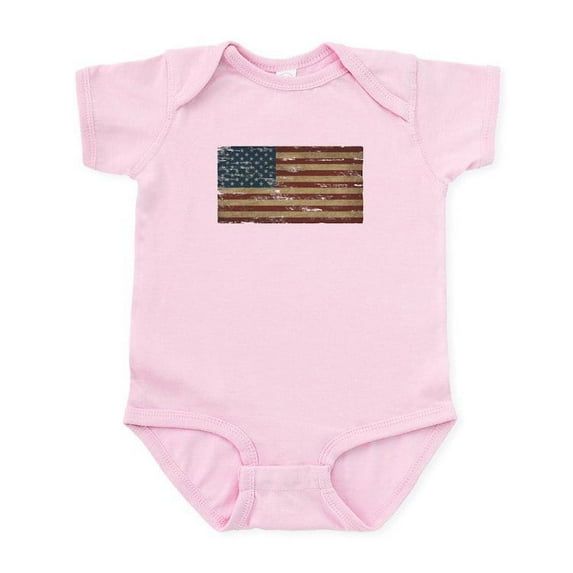 CafePress - Vintage Distressed American Flag Body Suit - Baby Light Bodysuit, Size Newborn - 24 Months