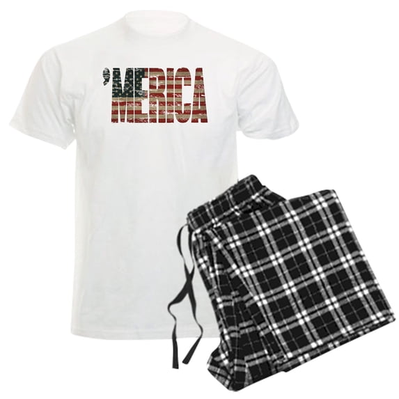CafePress - Vintage Distressed MERICA Flag Pajamas - Men's Light Loose Fit Cotton Pajama Set