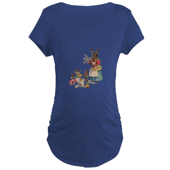 CafePress - Vintage Easter Bunny With Spring Flowers Maternity - Maternity Dark T-Shirt