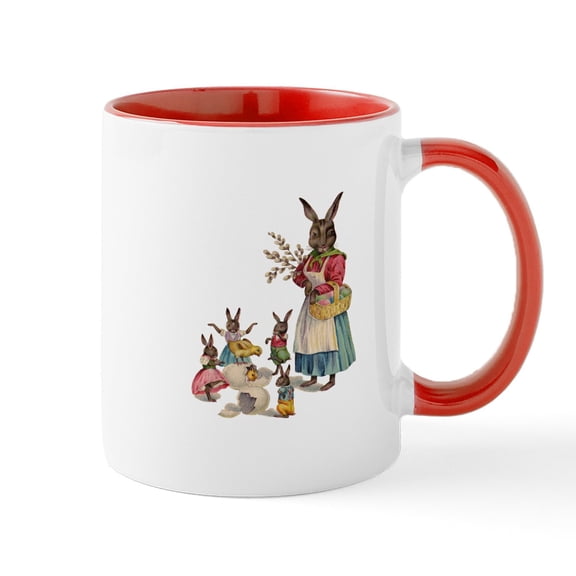 CafePress - Vintage Easter Bunny With Spring Flowers Mug - 11 oz Ceramic Mug - Novelty Coffee Tea Cup