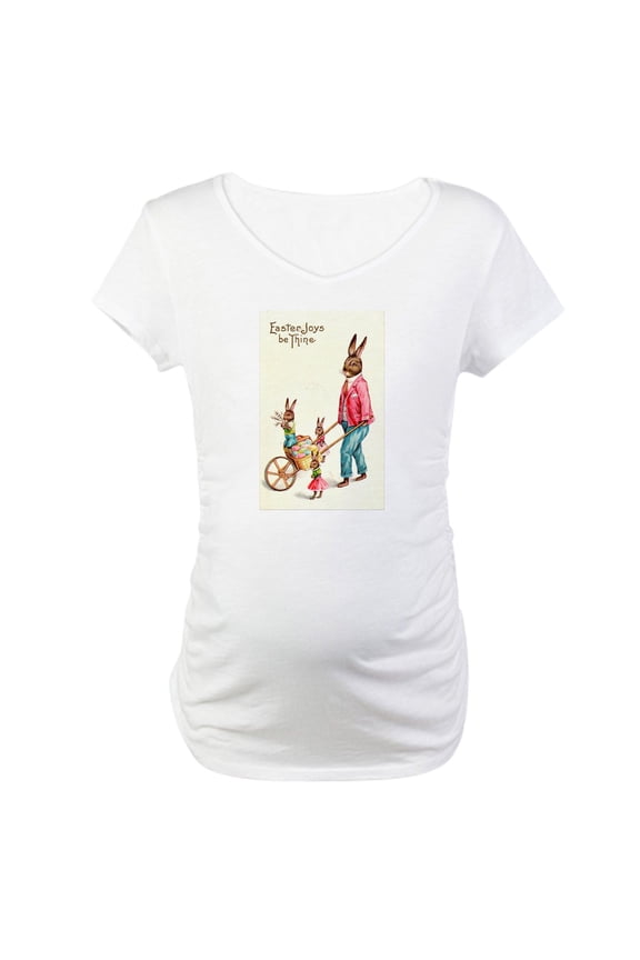 - Vintage Easter Card Maternity T Shirt - Cotton Maternity T-shirt, Cute & Funny Pregnancy Tee