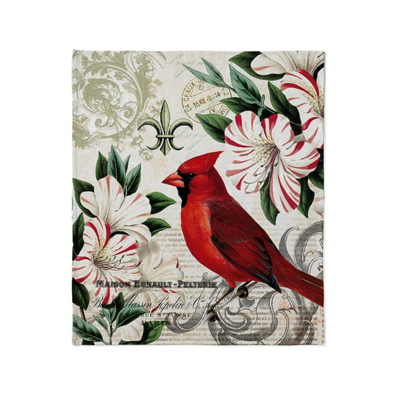 CafePress - Vintage French Christmas Cardinal Throw Blanket - Soft Fleece Throw Blanket, 50"x60" for All Ages