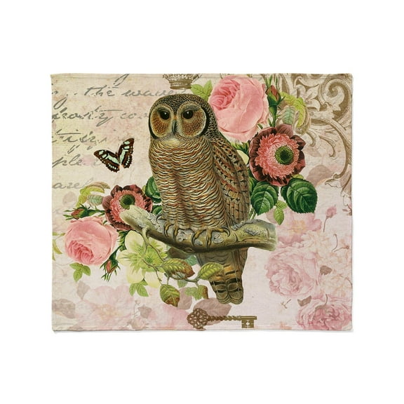 CafePress - Vintage French Shabby Chic Owl Throw Blanket - Soft Fleece Throw Blanket, 50"x60" for All Ages