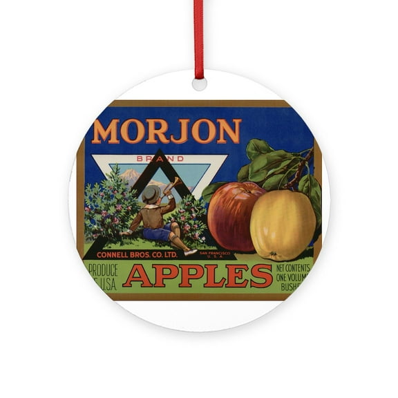 CafePress - Vintage Fruit Vegetable Crate Label Ornament (Roun -  Round Wood Ornament 4"