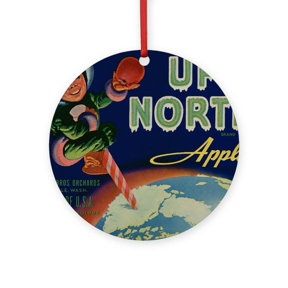 CafePress - Vintage Fruit Vegetable Crate Label Ornament (Roun -  Round Wood Ornament 4"
