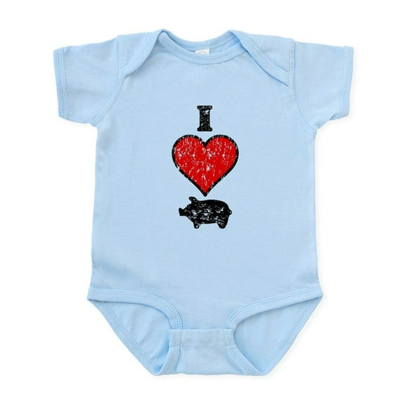 CafePress - Vintage I Heart Pig Infant Bodysuit - Baby Light Bodysuit, Size Newborn - 24 Months
