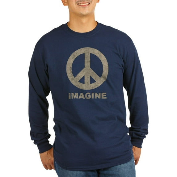 CafePress - Vintage Imagine Peace Long Sleeve Dark T Shirt - Long Sleeve Dark T-Shirt