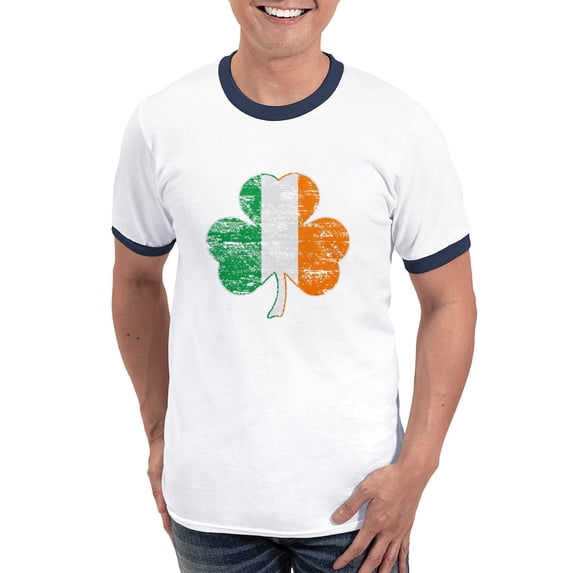 CafePress - Vintage Irish Flag Shamrock T Shirt - 100% Cotton Ringed T-Shirt