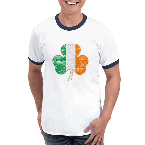 CafePress - Vintage Irish Flag Shamrock T Shirt - 100% Cotton Ringed T-Shirt