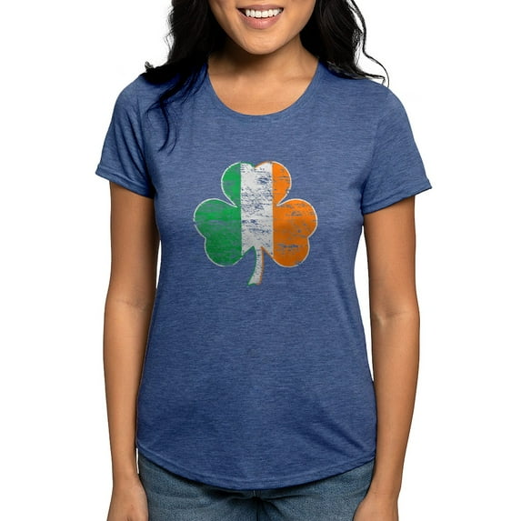 CafePress - Vintage Irish Flag Shamrock Women's Deluxe T Shirt - Womens Tri-blend T-Shirt