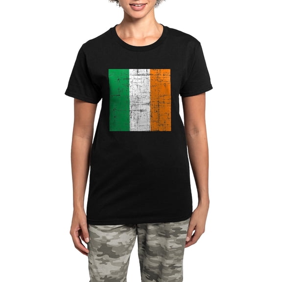 CafePress - Vintage Irish Flag Women's Dark Pajamas - Women's Short Sleeve Print T-Shirt and Pants Dark Cotton Pajama Set
