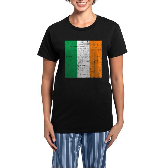 CafePress - Vintage Irish Flag Women's Dark Pajamas - Women's Short Sleeve Print T-Shirt and Pants Dark Cotton Pajama Set